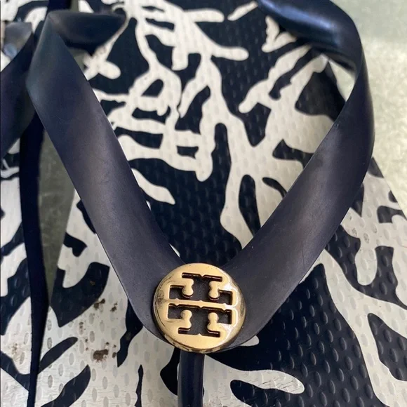 Tory Burch Black and White Flip Flops - Picture 2 of 4